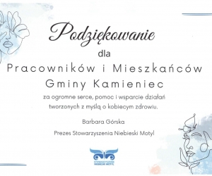 Podziękowanie dla Pracowników i Mieszkańców Gminy Kamieniec